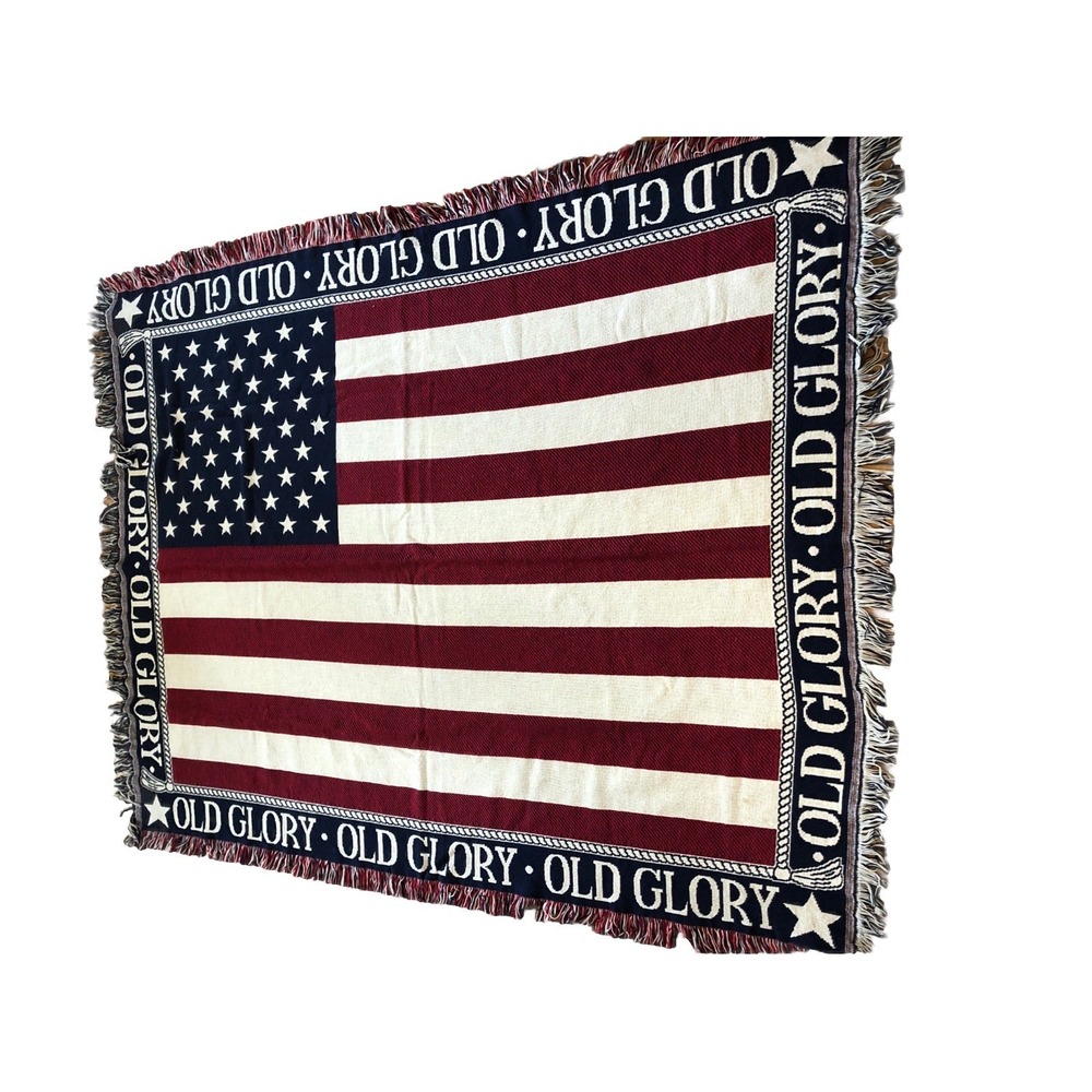 Old Glory American Flag Throw Blanket Tapestry Patriot Afghan 69" X 52"